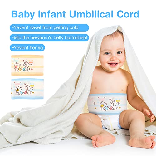 Image of Healifty 4 Pcs Baby Belly Button Band: Double-Layer Cotton Infant Belly Bands, Umbilical Cord Navel Belt for Newborn Baby (Mixed Colors)