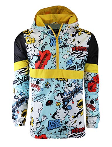 Image of Screenshotbrand Lightweight Hooded Water Resistant Windbreaker - Zip-up Fashion Map Print Rain Jacket