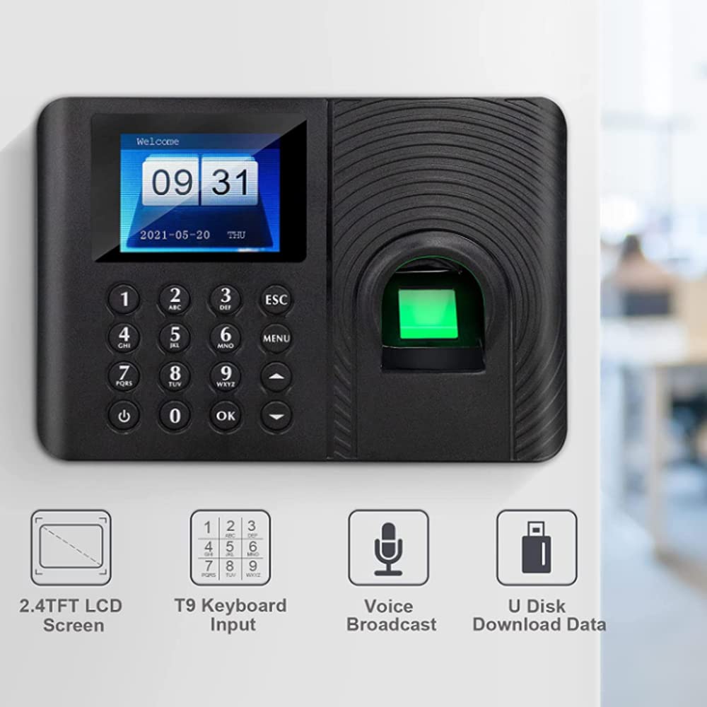 Display LCD da 2,4 pollici biometrico impronte digitali password presenze sistema di controllo registratore tempo dipendenti piccola impresa USB Download dati tempo orologio registratore