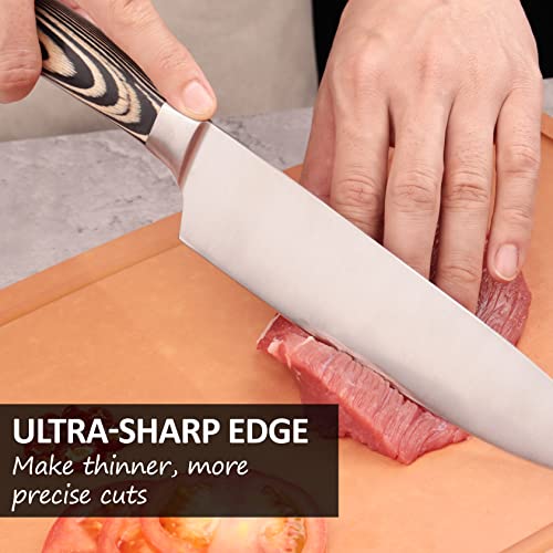Luvcosy 2 Pcs Kitchen Knife Set, 8'' Chef's Knife & 8'' Bread Knife With Ergonomic Pakkawood Handle, Stainless Steel Cooking Knife With Gift Box, Razor Sharp Home Kitchen Knife For Meat/Vegetables #TOP5