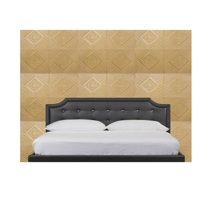 Image of 3D Foam Wallpaper Sticker Panels I Ceiling Wallpaper for Living Room BedroomI Foam Tiles (Square Design, Golden Colour) (70 x 70 cm)