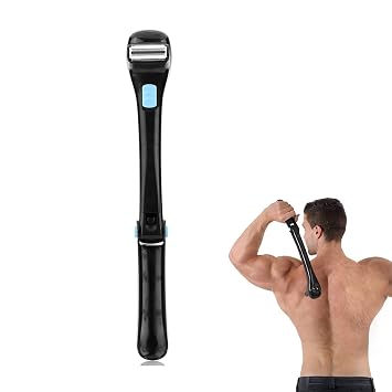 Electric Back Shaver for Men,Back Hair Shaver Foldable Hair Trimmer Hair Removal Tool,Ergonomic Handle,Do-it-Yourself 180 Degrees Foldable & Cordless Design for Men Women Pain-Free Shave Wet or Dry