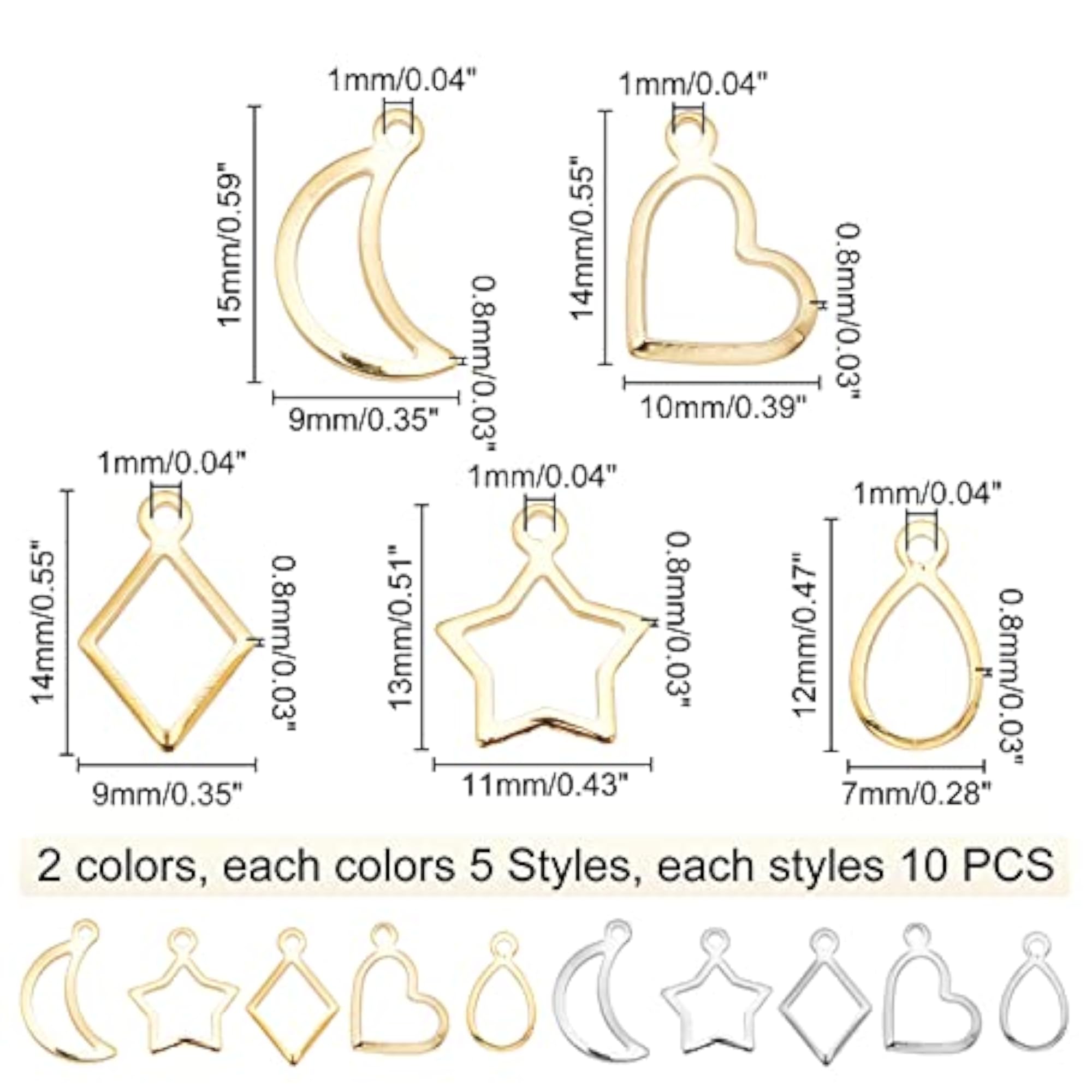 Bezels for Resin Jewelry Making, 100pcs 304 Stainless Steel