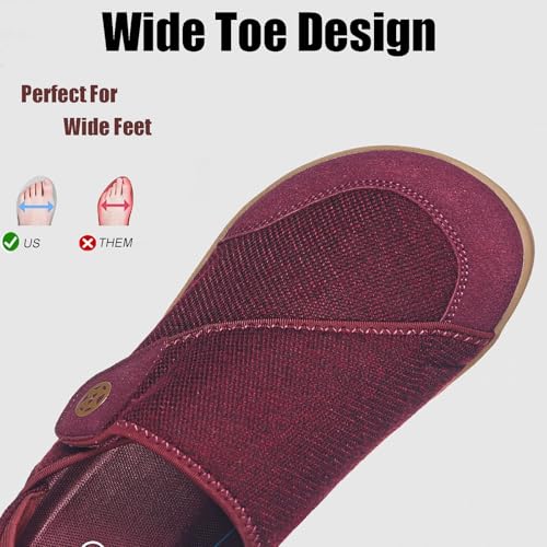 Sisttke Diabetiker Schuhe Herren Hausschuhe Damen Leichte Extra Weit Walkingschuhe Klettverschuß rutschhemmend Freizeitschuhe Arthritis Ödem Geschwollen Gesundheitsschuhe,Rot,40 EU