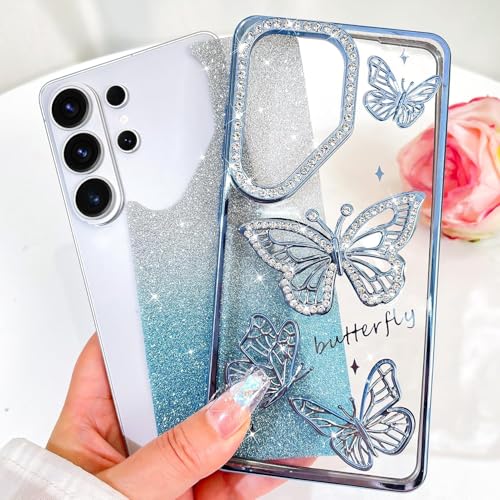 Image of Elzzi Electroplated Butterfly Phone Cover for Samsung S26 Ultra Case, Showcasing Pearlescent Diamond Soft TPU, Camera Protection, Shockproof, Dropresistant Stylish for Girls & Women (Sierra)