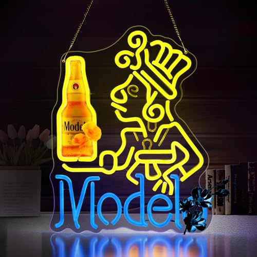 Model Beer Sign - Dimmable LED Neon Sign for Home Bar Man Cave Garage Wall Decor Cool Gifts for Men