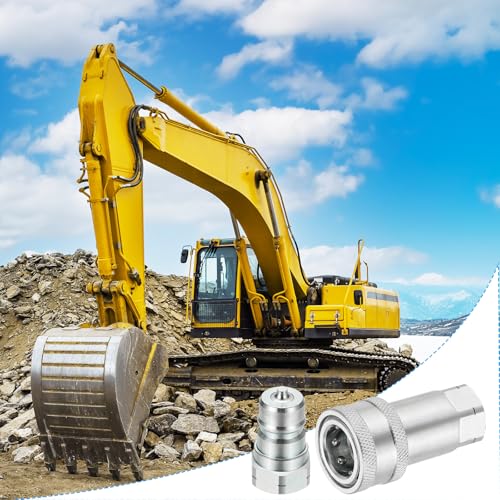 Image of PATIKIL 3 /8 inch NPT ISO-A Hydraulic Quick Disconnect Coupling, 1 Set Flat Face Hydraulic Quick Connect Coupler with Dust Caps Quick Release Coupling Set