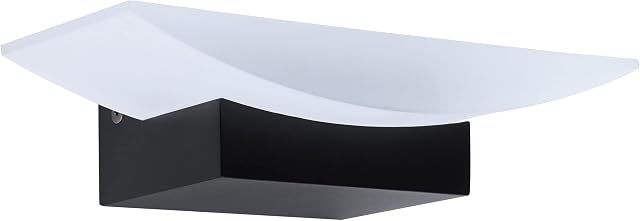 EGLO LED indoor wall light Metrass, up light wall lamp made of black aluminium and satined plastic, warm white hallway lighting fixture