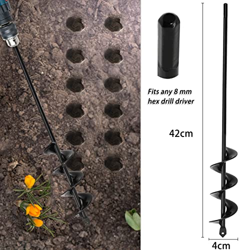 SYITCUN Garden Hole Digger Auger for Planting Bulbs Seedlings,Bulb Planting Auger 4x42cm,Heavy Duty Garden Extend Spiral Auger Drill Bit,Solid Shaft Plant Auger,Long Handle Garden Bulb Planter Tools 2 SYITCUN Garden Hole Digger Auger for Planting Bulbs Seedlings,Bulb Planting Auger 4x42cm,Heavy Duty Garden Extend Spiral Auger Drill Bit,Solid Shaft Plant Auger,Long Handle Garden Bulb Planter Tools - Image 2