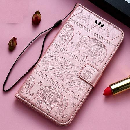 Image of ClickCase for Redmi Note 15 Pro 5G Elephant Embossing Series Faux Leather Magnetic Card Holder Wallet Kickstand Case Flip Cover for Redmi Note 15 Pro 5G (Rose Gold)