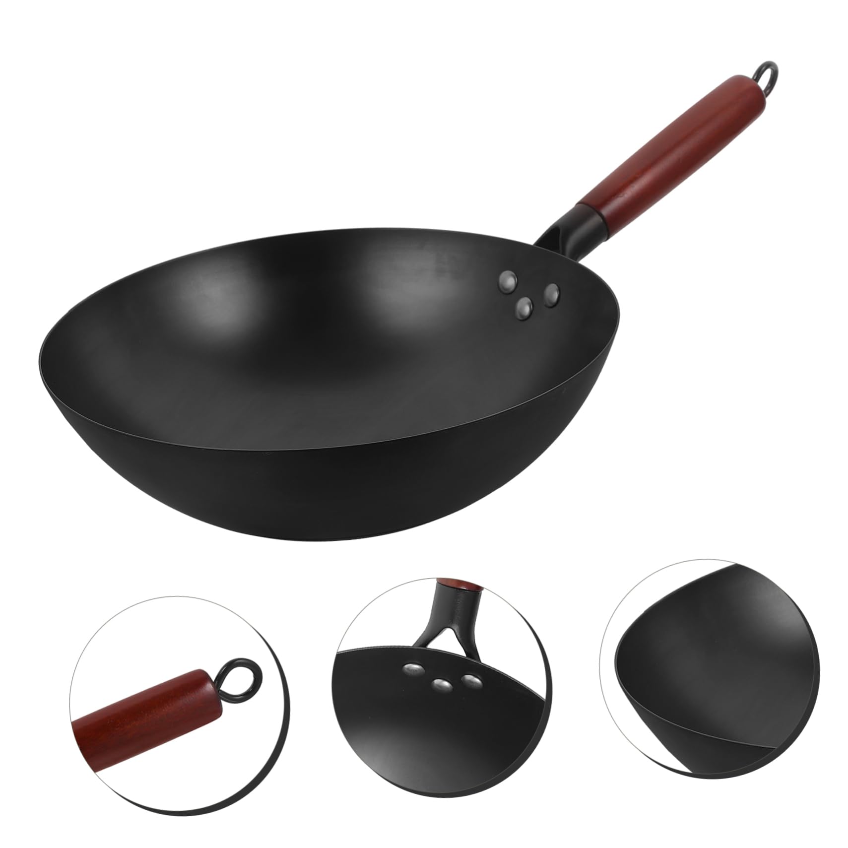 Padella Wok Tradizionale Da Antiaderente e Manico Ergonomico Perfetta Per Cucina Domestica e Professionale