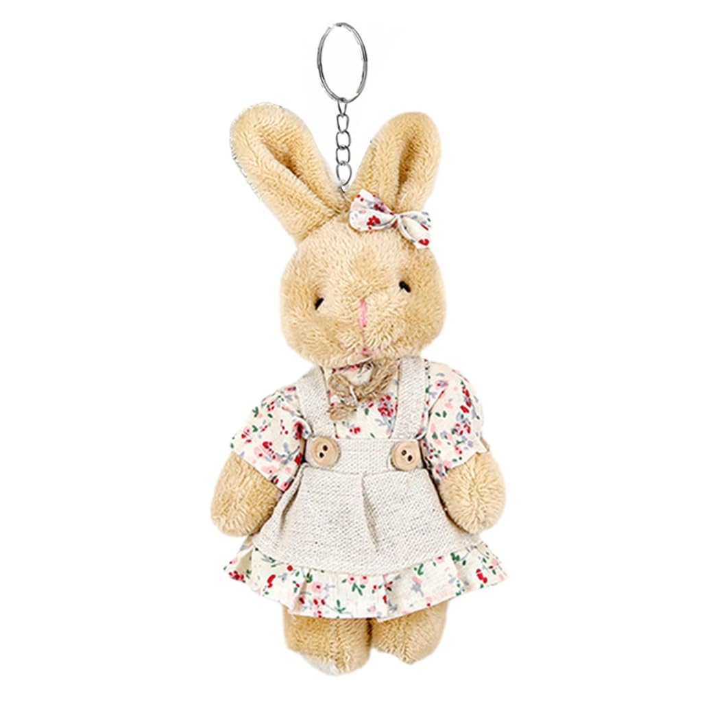 xbiez Tiny Soft Stuffed Bear Keychain Fluffy Animals Keyring Pendant Purse Backpack Handbag Charm Key-Holder for Kids Couple
