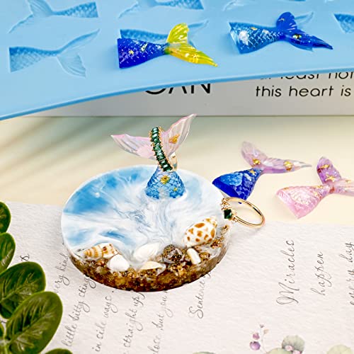 Image of Sakolla 2 Pack Mermaid Tail Molds, Mermaid Molds for Chocolate, Cake Decoration Candy Cupcakes Resin Gummies (Blue)