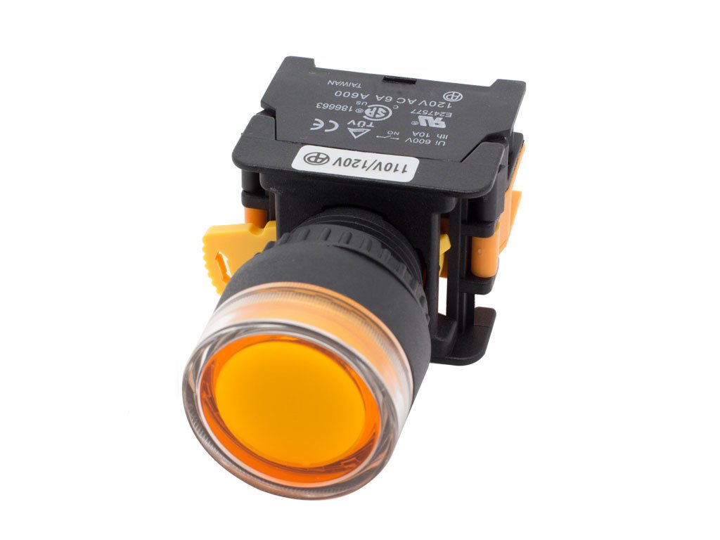 LXG-22 22mm 1NO Momentary Push Button Switch 110V LED Illuminated (Yellow)