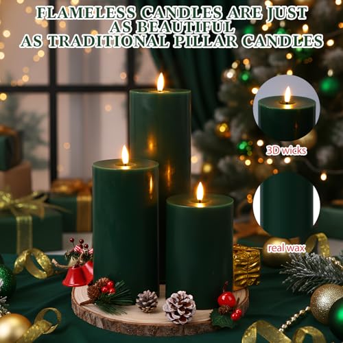 Image of 3 Pcs 6 /8 /12 inch Christmas Flameless LED Candles Battery Operated & Remote