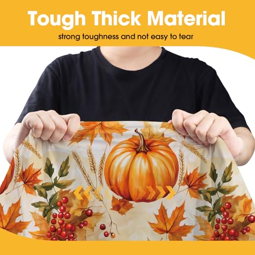 Image of Niuara Fall Pumpkin Plastic Table Cloth - 4 Pack 54 inch x 108 inch Rectangle Disposable Tablecloths for 6FT Tables, Table Cover for Party, Holiday & Gathering Use