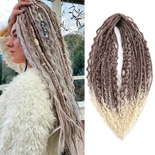 Dairess 24Inches Synthetic Double Ended Dreadlock Extensions Three In One Mixed Pack 15 Strands/Pack Bohemian Style Box Braids Thin0.6Cm Handmade Soft Reggae Hair Hippie Style Dread Extensions Curly Loose Ends Locks Hair (Three In One Mixed Pack（15 Strands）, 33-613) #TOP5