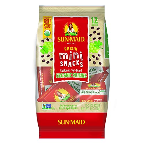 Image of Sun-Maid Organic California Sun-Dried Raisins - (144 Pack) 0.5 oz Snack-Size Box - Organic Dried Fruit Snack for Lunches, Snacks, and Natural Sweeteners