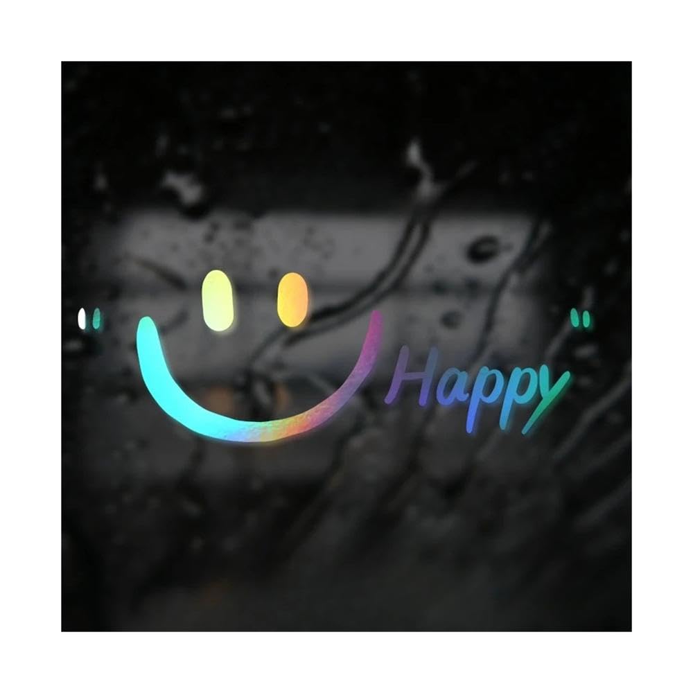 Happy Smiley Face Vinyl Sticker Waterproof Decal for Car Fairing Fuel Tank(Laser,S)