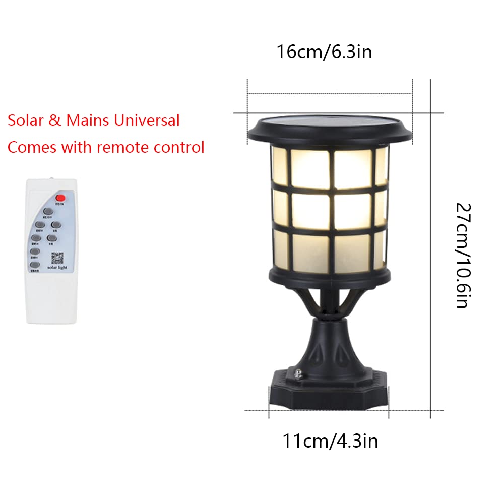 Kolumna Solarna Na Dziedzińcu, Antykorozyjna Zewnętrzna Lampa Piętnowa W Stylu Vintage Oświetlenie Duszpasterskie Słoneczna Latarnia Słupkowa,Lampy Podłogowe O Stopniu Ochrony IP54 Trawnika