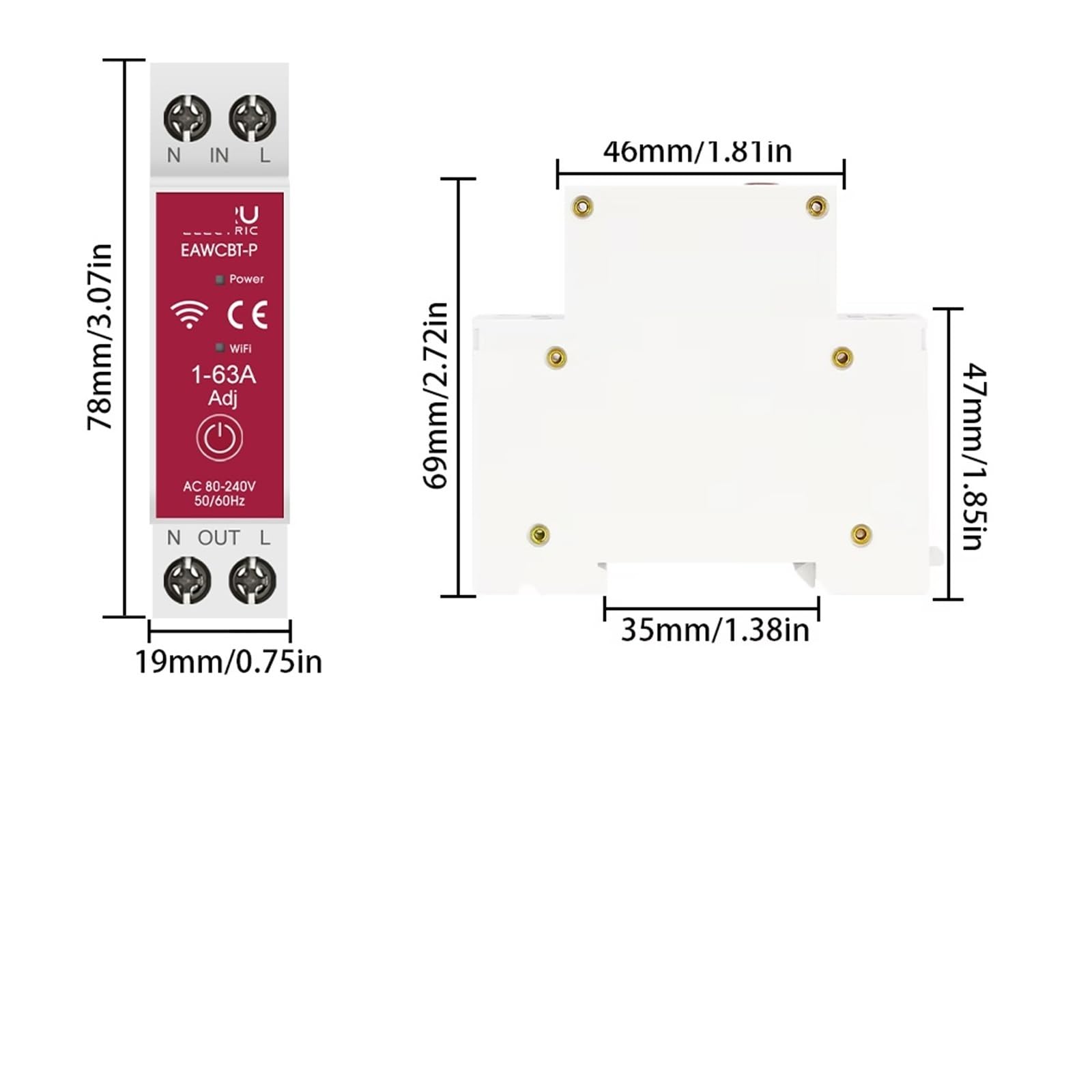 Interruttore automatico 1P + N 63A Timer Alimentazione Energia Tensione Misuratore di corrente Protezione Interruttore di controllo remoto vocale