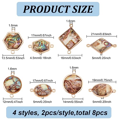 BENECREAT 8Pcs 4 Styles Abalone Shell Connector Charms - Image 2