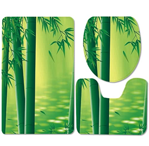 daogefi Badezimmerteppich Set 3 Teiliges rutschfest Badematte Set Bambus Badgarnitur rutschfest Badezimmer Weich…