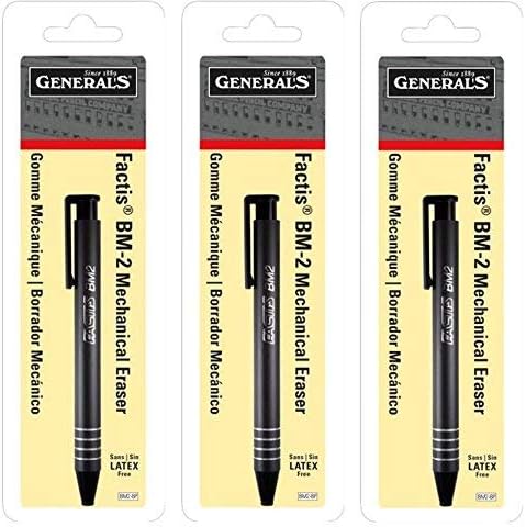 GENERAL PENCIL CO. GPBM2-BP Factis Pen Style Eraser Carded (3-Pack)