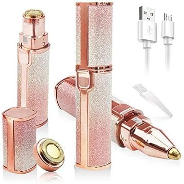 Depilador Eletrico facial feminino, 2 em 1 depilador elétrico para máquina de remoção de cabelo para máquina de barbear sobrancelha Depilador facial USB recarregável à prova d'água portátil luz LED indolor