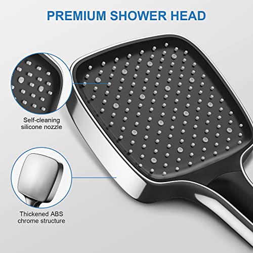 Veskyao High Pressure Shower Head With Handheld, 3 Spray Modes Detachable Shower Head With 304 Stainless Steel Hose, Adjustable Bracket, One-Hand Operation, Easy To Switch Modes, For Bathroom #TOP3