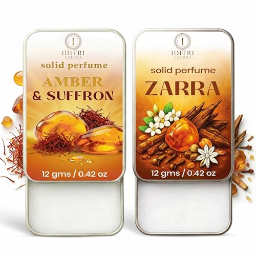 Image of Solid Perfume |zarra&Amber & Saffron Alcohol Free Wax Perfume Balm, Long Lasting | Pocket Tin 12g, Pack Of 2| Non Greasy Smooth Glide, Travel Friendly Unisex Gifts He Or Her