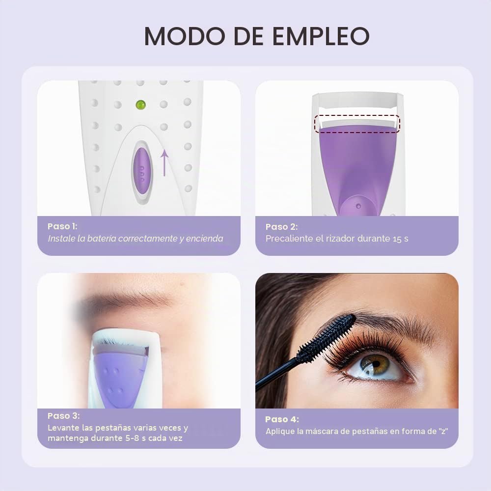 Rizador de Pestañas Electrico, TOUCHBeauty Rizador de Pestañas Termico, Rizador de Pestañas con Calefacción, Calentamiento rápido – Rizador de ojos maquillaje AG-2003B(Morado)