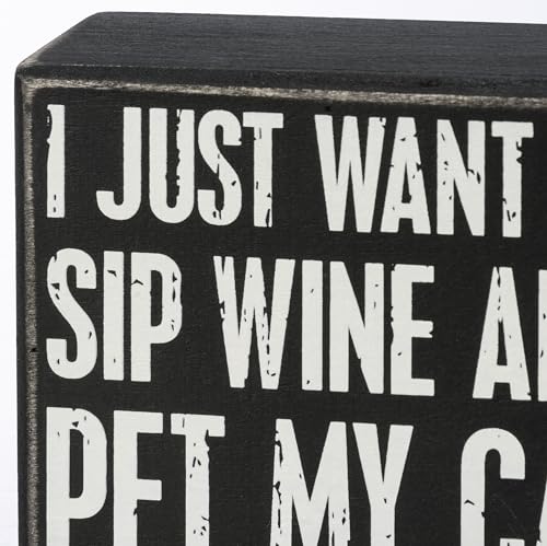 Primitives-by-Kathy-Home-Decor-Wooden-Box-Sign-I-Just-Want-To-Sip-Wine-And-Pet-My-Cat Primitives by Kathy Home Decor Wooden Box Sign I Just Want To Sip Wine And Pet My Cat