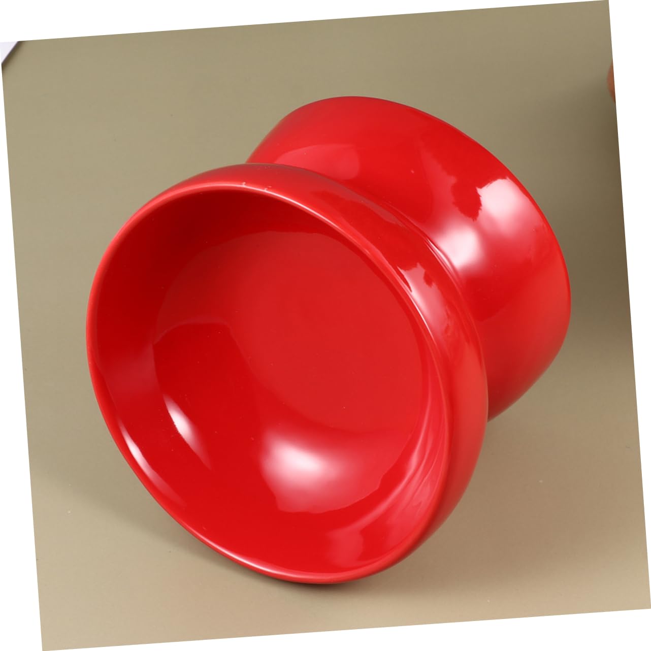 VICASKY High Feet Ceramic Pet Feeder Bowl Slanted Mouth Durable Material Red Color for Comfortable Eating Without Neck Strain