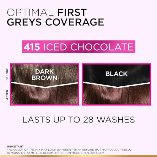 Image of L'Oreal Paris Semi-Permanent Hair Colour, Ammonia-Free Formula & Honey-Infused Conditioner, Glossy Finish, Casting Creme Gloss, Iced Chocolate 415, 87.5g+72ml