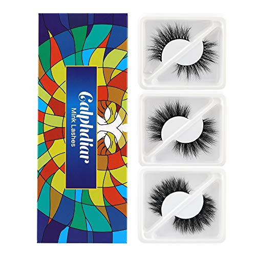 Calphdiar Mink Lashes Natural Look Dramatic 3D Mink Lashes with 3 Portable Boxes…