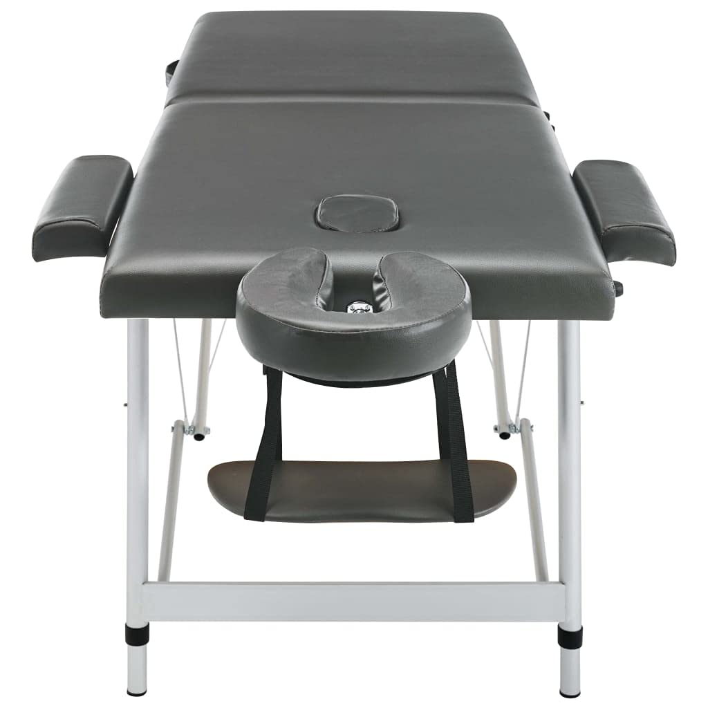 vidaXL Massagetisch mit 2 Zonen Tragetasche Höhenverstellbar Massagebank Massageliege Kosmetikliege Therapieliege Aluminiumrahmen Anthrazit 186x68cm