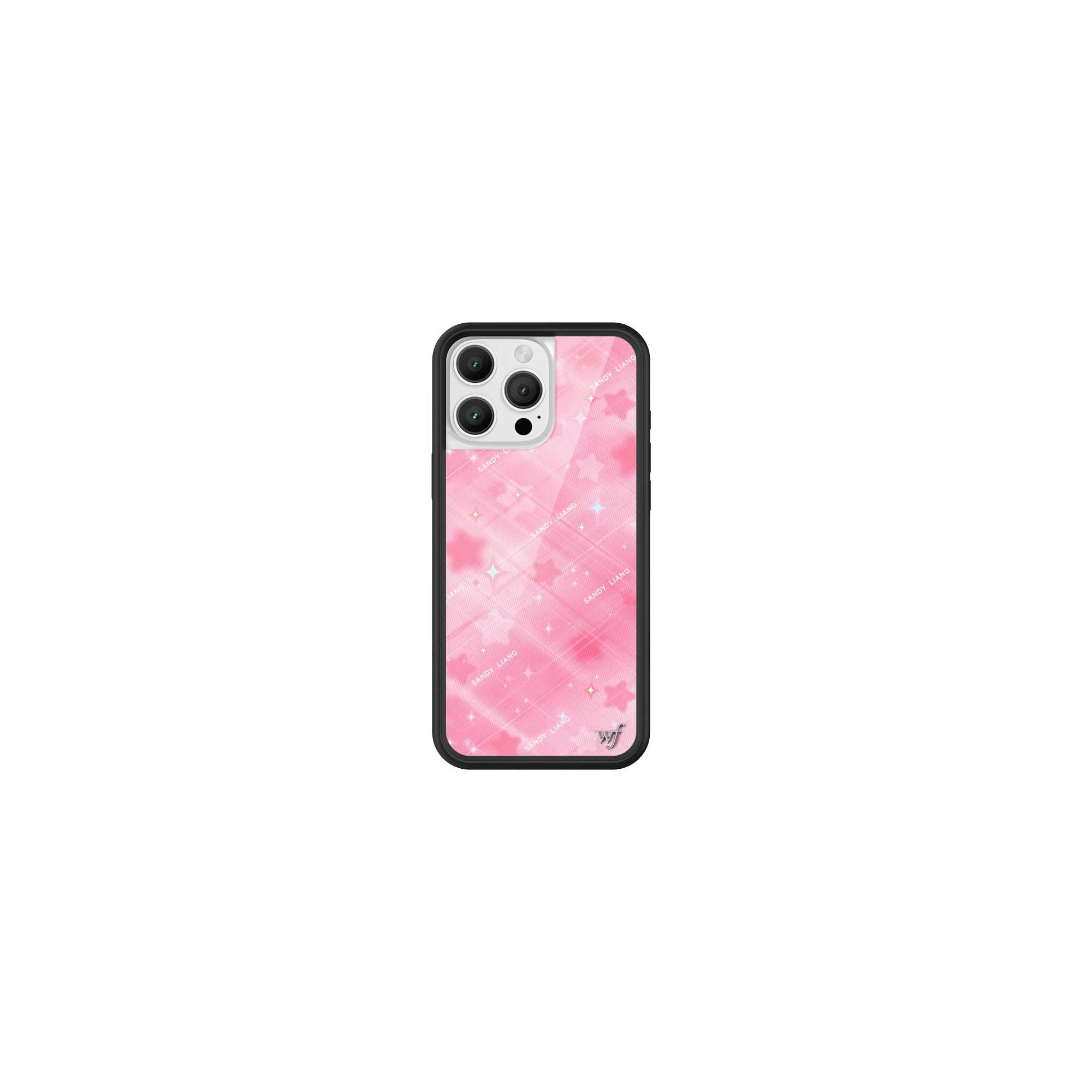 Wildflower Cases - Compatible with Apple iPhone 16 Pro Max | Protective Black Bumper, 4ft Drop Test Certified, Women Owned Small Business | Sandy Liang Collab | Starry Plaid - Pink Dainty Cute Trendy