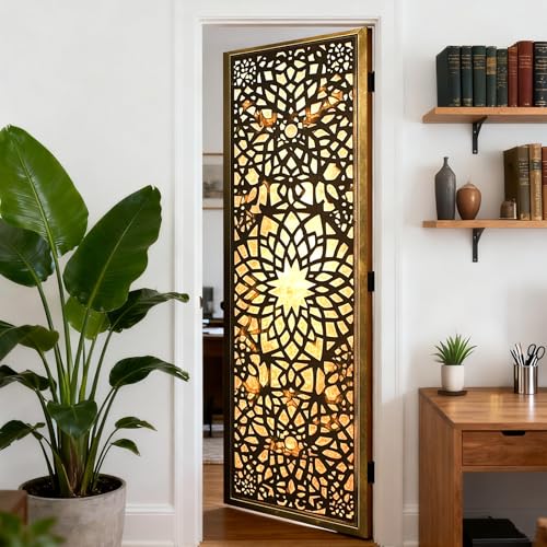 Image of Nuxovilar Moroccan Door Stickers Peel Stick PVC 30.3x78.7 in Cover | Door Stickers Wall Decals Peel Stick Cover Vinyl Art Poster Bedroom Living Room Boho Home (Moroccan)