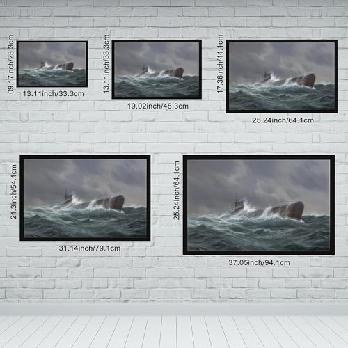 Tableau sous-marin U-Boot Adolf Bock 1943 avec cadre suspendu pour mur vide - 2