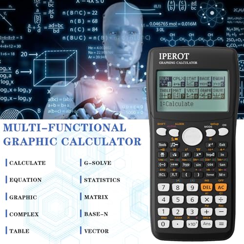 Image of Scientific Calculators with Graphing Calculator, 10 Modes / 4 Functions | IPEROT Graphing Calculator, Desktop Math Calculator Ideal for School Supplies, Students, College, Teachers(Black)