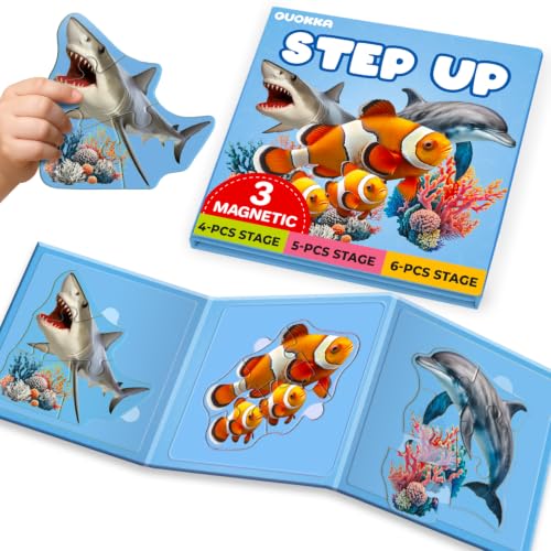 Image of QUOKKA Step Up Magnetic Puzzles for Toddlers 1-3, Ocean Puzzle Set in One Book, Travel Games for Kids 3-5, Screen Free Toy for Toddlers and Preschoolers