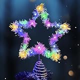 Stella Puntale Albero di Natale, 20 x 25cm Stella Albero di Natale, mit Puntale Stelle di Natalizie Luminosa, 10 LED Stelle Per La Casa e Festive Dell'albero Di Natalizie Decorazioni (Colore)