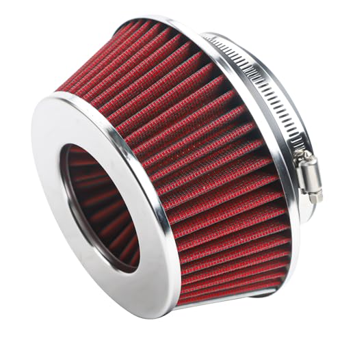 Universal Clamp-On Air Filter Fits 3 In /3.5 In /4 In Three Different Size, Height: 2.625 In, Base 6 In, Top 4.75 In, High Flow Round Tapered Washable For Car and Motorcycle