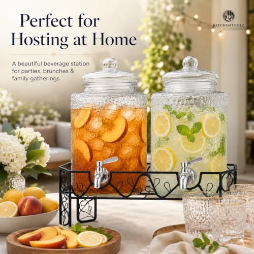 Double distributeur de boissons en verre pour mariages et grands buffets - 4