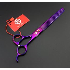 Purple dragon 8 0 inch professional pet grooming scissorsdog straight shear thinningblending scissor  2 pcs curved shear with bag purple   cucciolini doodles
