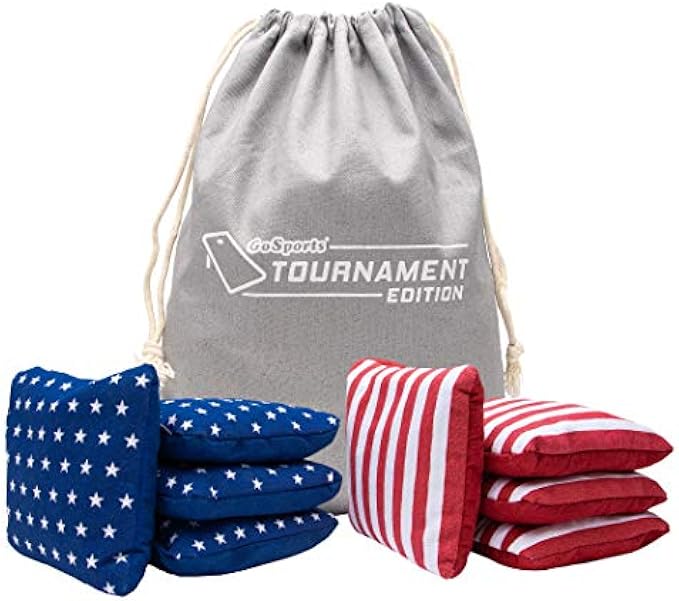 GoSports Dual Sided Cornhole Bean Bags - Slide and Stop Regulation Tournament Bean Bags, Set of 8