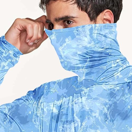 Fishing Shirts for Men Hooded Sun Shirt with Mask Long Sleeve UPF 50 Rash Guards Cooling Lightweight Hoodies3
