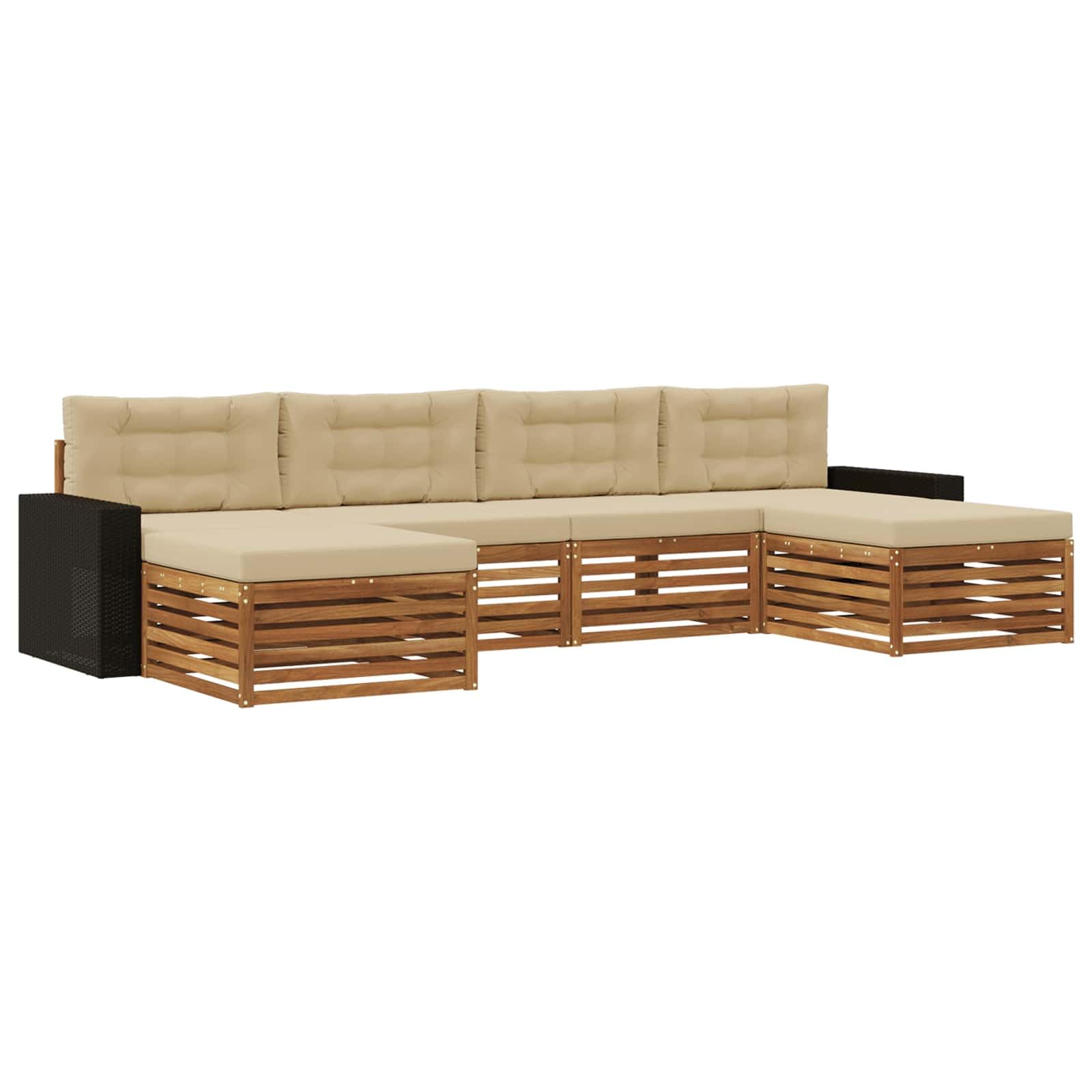 Sofaset für den Außenbereich, 6-teilig, aus massivem Akazienholz