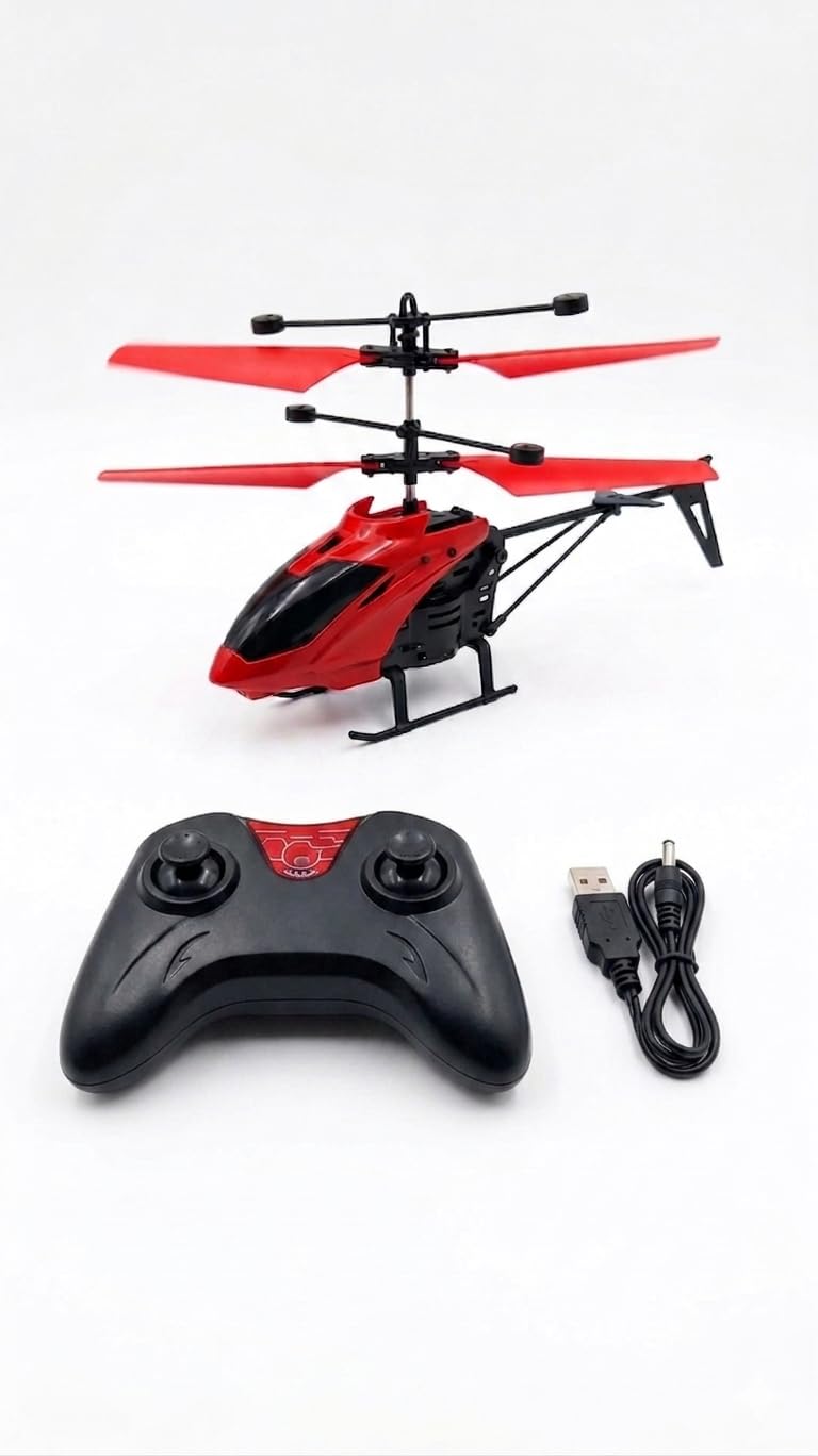 RC Helicopter Toy with Dual-Mode Hand Induction and Remote Control, LED Lights, 3D Flight, Red, for Kids and Adults-image-33